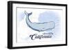 Santa Cruz, California - Whale - Blue - Coastal Icon-Lantern Press-Framed Art Print