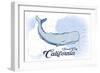 Santa Cruz, California - Whale - Blue - Coastal Icon-Lantern Press-Framed Art Print