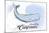 Santa Cruz, California - Whale - Blue - Coastal Icon-Lantern Press-Mounted Art Print