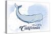 Santa Cruz, California - Whale - Blue - Coastal Icon-Lantern Press-Stretched Canvas