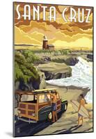 Santa Cruz, California - Woody and Lighthouse-null-Mounted Poster