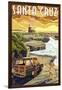 Santa Cruz, California - Woody and Lighthouse-Lantern Press-Framed Art Print