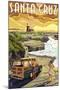 Santa Cruz, California - Woody and Lighthouse-Lantern Press-Mounted Art Print