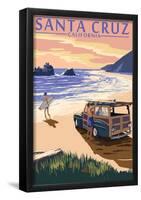 Santa Cruz, California - Woody On Beach-null-Framed Poster