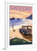 Santa Cruz, California - Woody on Beach-Lantern Press-Framed Art Print