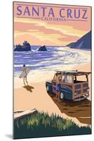 Santa Cruz, California - Woody on Beach-Lantern Press-Mounted Art Print