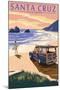 Santa Cruz, California - Woody on Beach-Lantern Press-Mounted Art Print