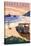 Santa Cruz, California - Woody on Beach-Lantern Press-Stretched Canvas