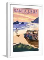 Santa Cruz, California - Woody on Beach-Lantern Press-Framed Art Print