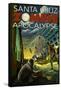 Santa Cruz, California - Zombie Apocalypse-Lantern Press-Framed Stretched Canvas