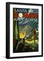 Santa Cruz, California - Zombie Apocalypse-Lantern Press-Framed Art Print