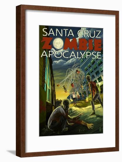 Santa Cruz, California - Zombie Apocalypse-Lantern Press-Framed Art Print