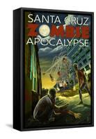 Santa Cruz, California - Zombie Apocalypse-Lantern Press-Framed Stretched Canvas