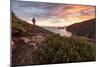 Santa Cruz, Channel Islands NP, CA, USA: Male Hiker On The Trail Above The Scorpion Beach, Sunrise-Axel Brunst-Mounted Photographic Print