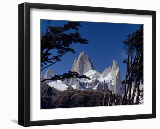 Santa Cruz Province, Cerro Fitzroy, in the Los Glaciares National Park, Framed by Trees, Argentina-Fergus Kennedy-Framed Photographic Print