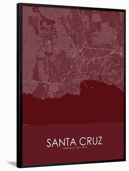 Santa Cruz, United States of America Red Map-null-Framed Poster