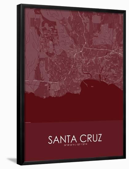 Santa Cruz, United States of America Red Map-null-Framed Poster