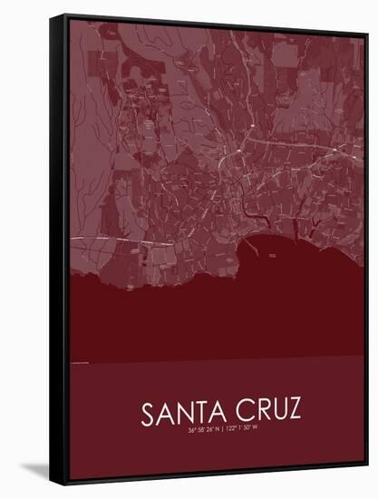 Santa Cruz, United States of America Red Map-null-Framed Stretched Canvas