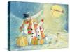 Santa Delivering Presents to the Snow Family-David Cooke-Stretched Canvas