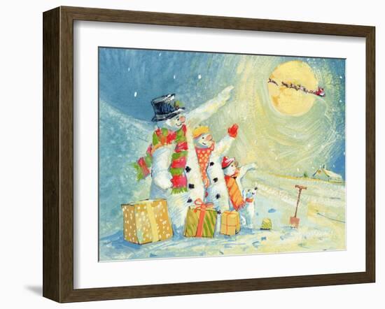 Santa Delivering Presents to the Snow Family-David Cooke-Framed Giclee Print