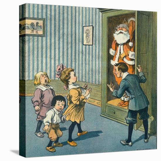 Santa Discovered in the Closet-Louis M. Glackens-Stretched Canvas