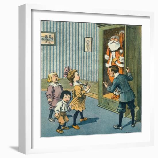 Santa Discovered in the Closet-Louis M. Glackens-Framed Art Print