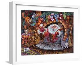 Santa Falls in Fireplace by Surprised Grey Catchristmas-Bill Bell-Framed Giclee Print