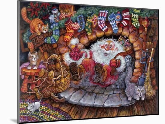 Santa Falls in Fireplace by Surprised Grey Catchristmas-Bill Bell-Mounted Giclee Print