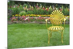 Santa Fe Flower Garden with Vintage Yellow Chair-null-Mounted Photo