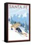 Santa Fe, New Mexico - Downhill Skier-Lantern Press-Framed Stretched Canvas