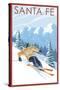 Santa Fe, New Mexico - Downhill Skier-Lantern Press-Stretched Canvas