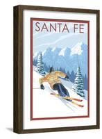 Santa Fe, New Mexico - Downhill Skier-Lantern Press-Framed Art Print