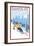 Santa Fe, New Mexico - Downhill Skier-Lantern Press-Framed Art Print