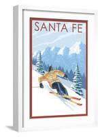 Santa Fe, New Mexico - Downhill Skier-Lantern Press-Framed Art Print