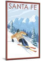 Santa Fe, New Mexico - Downhill Skier-Lantern Press-Mounted Art Print