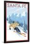 Santa Fe, New Mexico - Downhill Skier-Lantern Press-Framed Art Print