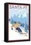 Santa Fe, New Mexico - Downhill Skier-Lantern Press-Framed Stretched Canvas