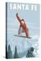 Santa Fe, New Mexico - Jumping Snowboarder-Lantern Press-Stretched Canvas