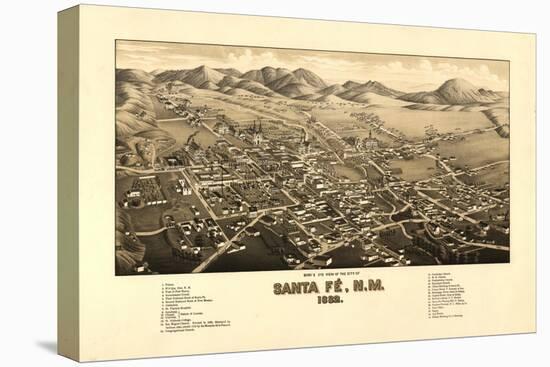 Santa Fe, New Mexico - Panoramic Map-Lantern Press-Stretched Canvas