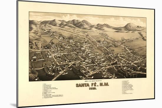 Santa Fe, New Mexico - Panoramic Map-Lantern Press-Mounted Art Print