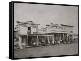 Santa Fe, New Mexico Territory Street Scene-D.B. Chase-Framed Stretched Canvas