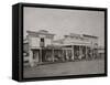 Santa Fe, New Mexico Territory Street Scene-D.B. Chase-Framed Stretched Canvas