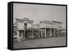 Santa Fe, New Mexico Territory Street Scene-D.B. Chase-Framed Stretched Canvas