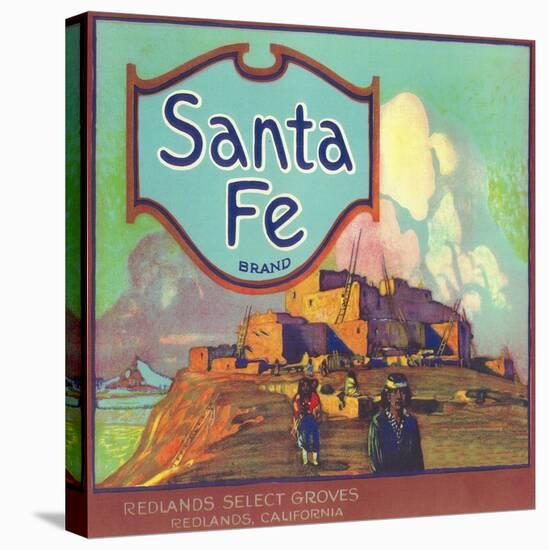 Santa Fe Orange Label - Redlands, CA-Lantern Press-Stretched Canvas
