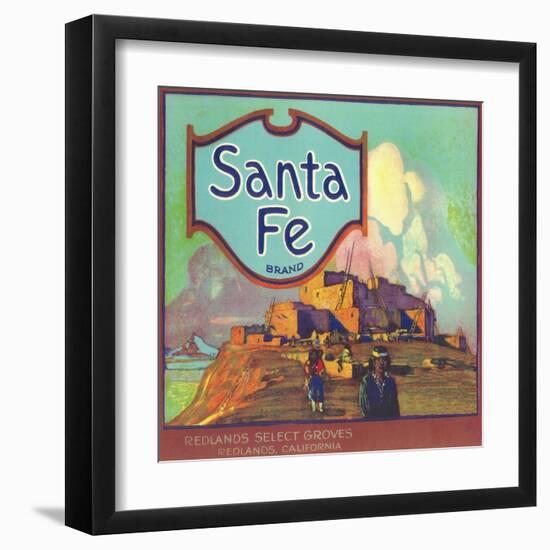 Santa Fe Orange Label - Redlands, CA-Lantern Press-Framed Art Print