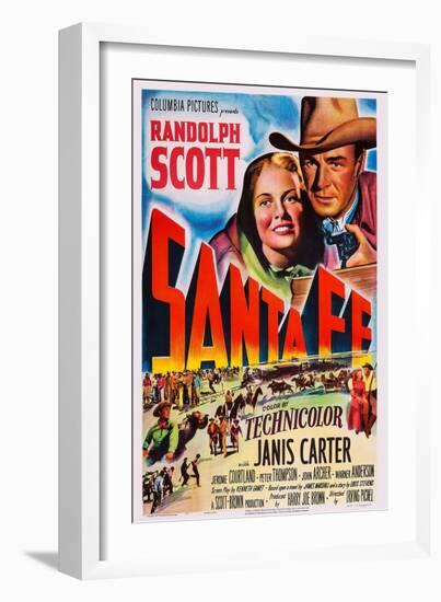 Santa Fe, Top from Left: Janis Carter, Randolph Scott, 1951-null-Framed Art Print