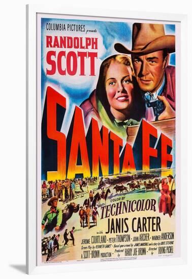 Santa Fe, Top from Left: Janis Carter, Randolph Scott, 1951-null-Framed Art Print