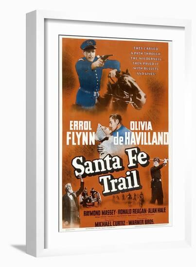 Santa Fe Trail, Errol Flynn, (Poster), 1940-null-Framed Art Print