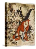 Santa Filling Stockings-Arthur Rackham-Stretched Canvas