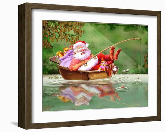 Santa Fishing-Nate Owens-Framed Giclee Print